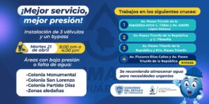 REALIZARÁ JMAS CAMBIO DE VÁLVUAS EN AV. PASEO TRIUNFO DE LA REPÚBLICA