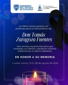 Lamenta JMAS fallecimiento de Tomás Zaragoza Fuentes