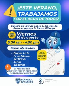 Realizará JMAS cambio de válvula en red de agua potable de la calle Rivera del Bravo.